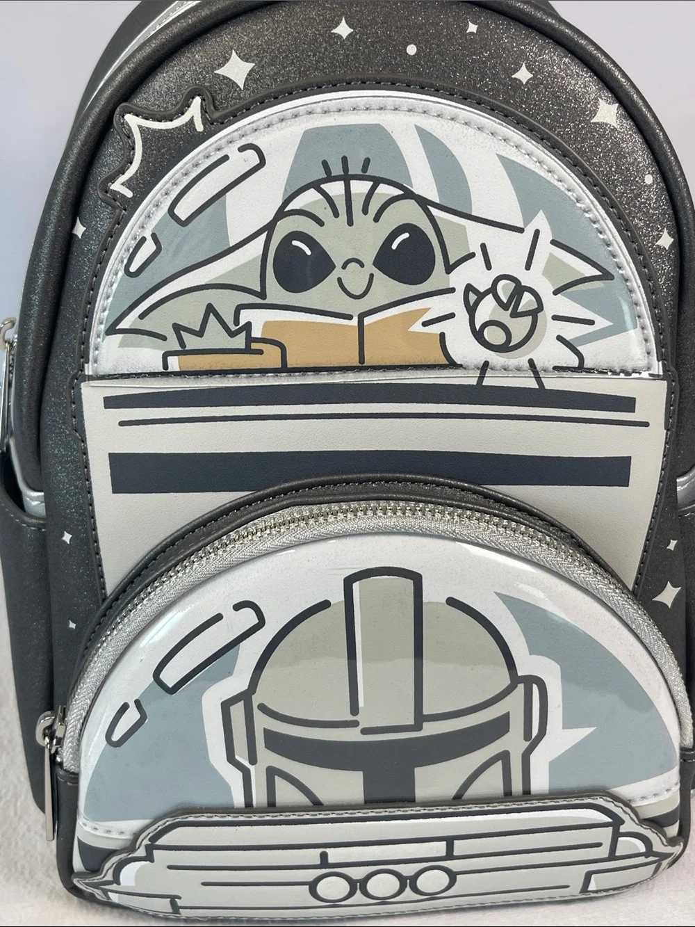 Disney Loungefly 2025 Star Wars Grogu Baby Yoda & Mandalorian Mini Backpack